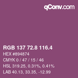 カラーコード: RGB 137 72.8 116.4 | qconv.com