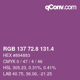 カラーコード: RGB 137 72.8 131.4 | qconv.com