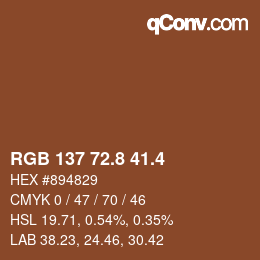 カラーコード: RGB 137 72.8 41.4 | qconv.com