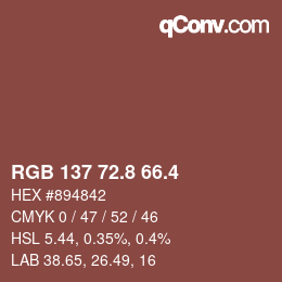 カラーコード: RGB 137 72.8 66.4 | qconv.com