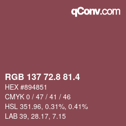 カラーコード: RGB 137 72.8 81.4 | qconv.com