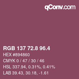 カラーコード: RGB 137 72.8 96.4 | qconv.com