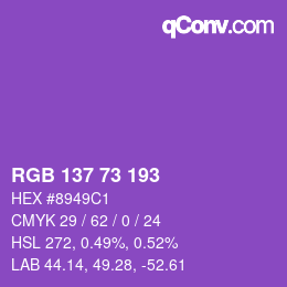 Farbcode: RGB 137 73 193 | qconv.com