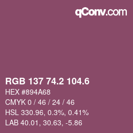 カラーコード: RGB 137 74.2 104.6 | qconv.com