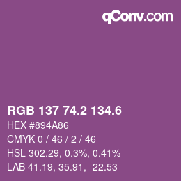 カラーコード: RGB 137 74.2 134.6 | qconv.com