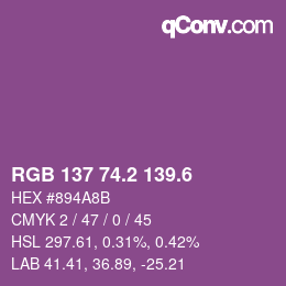 カラーコード: RGB 137 74.2 139.6 | qconv.com