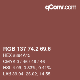 カラーコード: RGB 137 74.2 69.6 | qconv.com