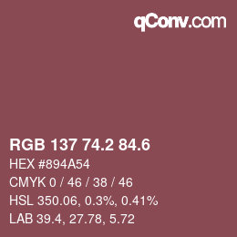 カラーコード: RGB 137 74.2 84.6 | qconv.com