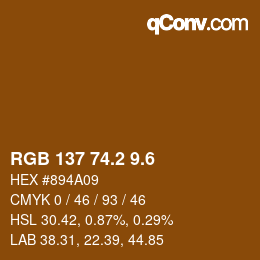 カラーコード: RGB 137 74.2 9.6 | qconv.com