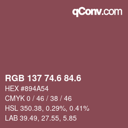 カラーコード: RGB 137 74.6 84.6 | qconv.com