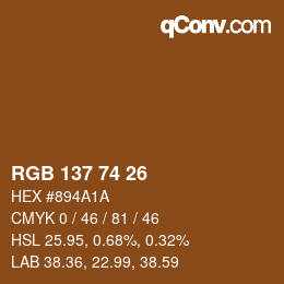 Color code: RGB 137 74 26 | qconv.com