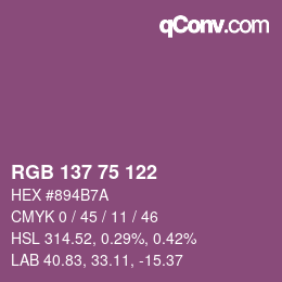 カラーコード: RGB 137 75 122 | qconv.com