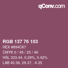 Color code: RGB 137 76 103 | qconv.com