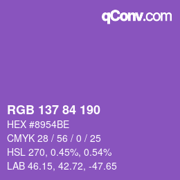 Color code: RGB 137 84 190 | qconv.com