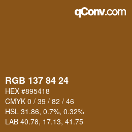 Color code: RGB 137 84 24 | qconv.com