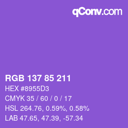 Color code: RGB 137 85 211 | qconv.com