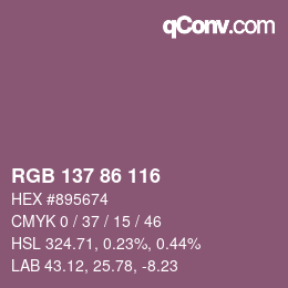 颜色代码: RGB 137 86 116 | qconv.com