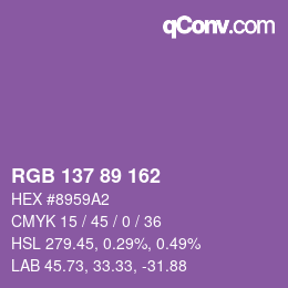 カラーコード: RGB 137 89 162 | qconv.com