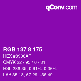 Color code: RGB 137 8 175 | qconv.com