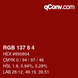 Color code: RGB 137 8 4 | qconv.com