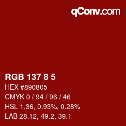 カラーコード: RGB 137 8 5 | qconv.com