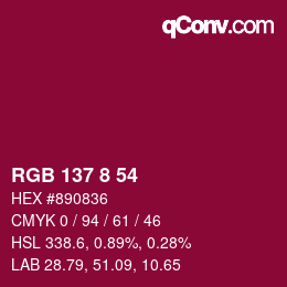 Color code: RGB 137 8 54 | qconv.com