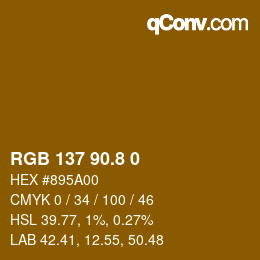 カラーコード: RGB 137 90.8 0 | qconv.com