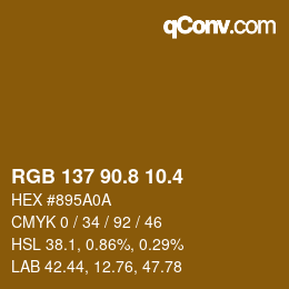 カラーコード: RGB 137 90.8 10.4 | qconv.com