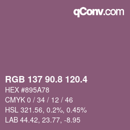 カラーコード: RGB 137 90.8 120.4 | qconv.com