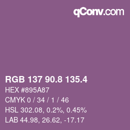 カラーコード: RGB 137 90.8 135.4 | qconv.com