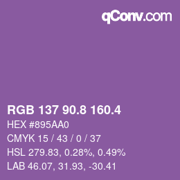 カラーコード: RGB 137 90.8 160.4 | qconv.com