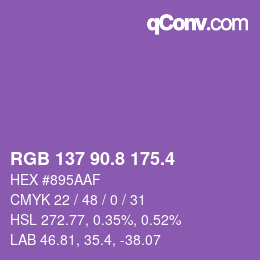 カラーコード: RGB 137 90.8 175.4 | qconv.com