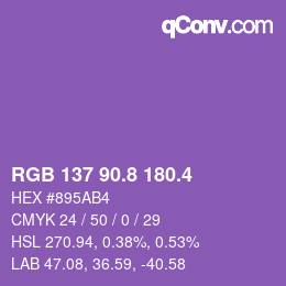 カラーコード: RGB 137 90.8 180.4 | qconv.com