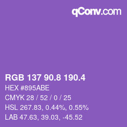 カラーコード: RGB 137 90.8 190.4 | qconv.com