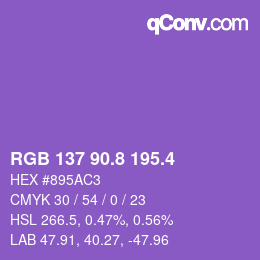 カラーコード: RGB 137 90.8 195.4 | qconv.com