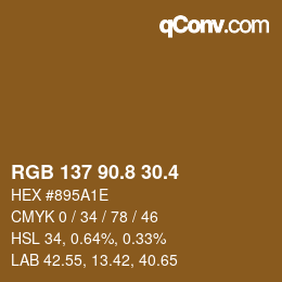 カラーコード: RGB 137 90.8 30.4 | qconv.com