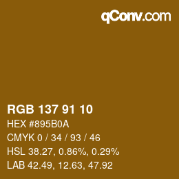 Color code: RGB 137 91 10 | qconv.com