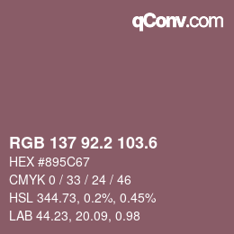 カラーコード: RGB 137 92.2 103.6 | qconv.com