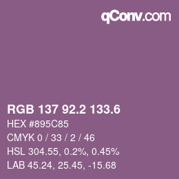 カラーコード: RGB 137 92.2 133.6 | qconv.com