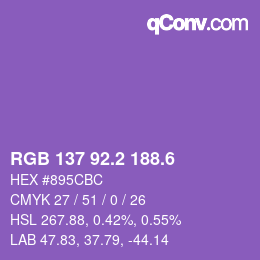 カラーコード: RGB 137 92.2 188.6 | qconv.com