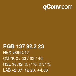 カラーコード: RGB 137 92.2 23 | qconv.com
