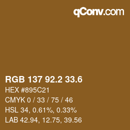 カラーコード: RGB 137 92.2 33.6 | qconv.com