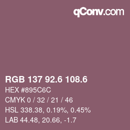 カラーコード: RGB 137 92.6 108.6 | qconv.com