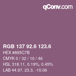 カラーコード: RGB 137 92.6 123.6 | qconv.com