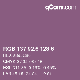 カラーコード: RGB 137 92.6 128.6 | qconv.com