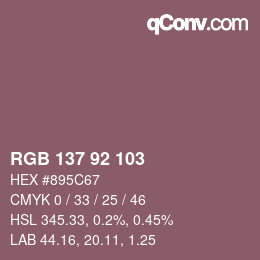 Color code: RGB 137 92 103 | qconv.com