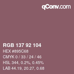 Color code: RGB 137 92 104 | qconv.com