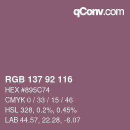 颜色代码: RGB 137 92 116 | qconv.com