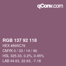 颜色代码: RGB 137 92 118 | qconv.com