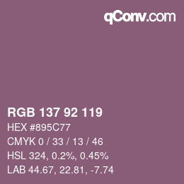 Color code: RGB 137 92 119 | qconv.com